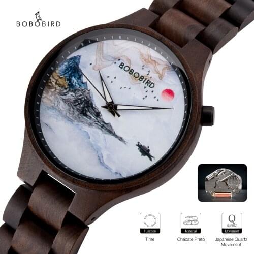 BOBOBIRD Initial Brand Wood Ebony Wristwatches New Design Luxury Men Women Quartz Watches In gift Box Customized montre homme