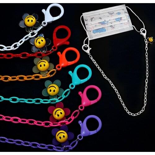 Children Flower Pendant Mask Hanging Chain Acrylic Glasses Chain Smile Colorful Rope Holder Non-slip Trendy Eyeglass Accessories