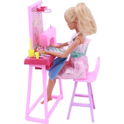 Kids Toys Furniture For Dolls Cool Stuff Eyes For Needlework Sewing Machine Doll House Accessories Bed For Barbie Game DIY Gift