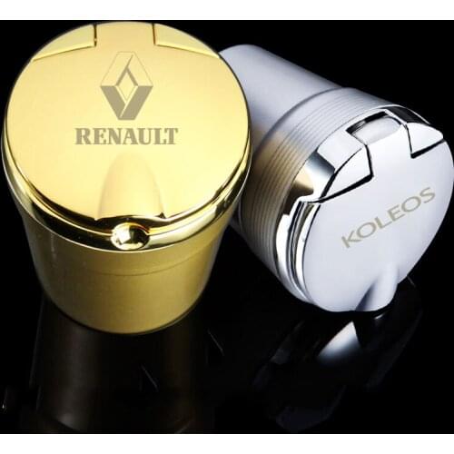 For Renault Koleos Clio Megane Latitude Scenic Laguna car ashtray with car logo with LED night light lamp car decoration