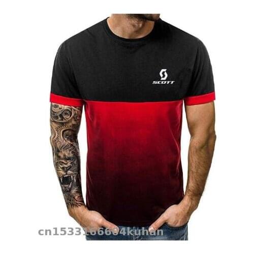 Sports fitness gradient stitching short-sleeved T-shirt Fashion Men for scott T Shirts racing Mens Summer riding Cycling Shirt