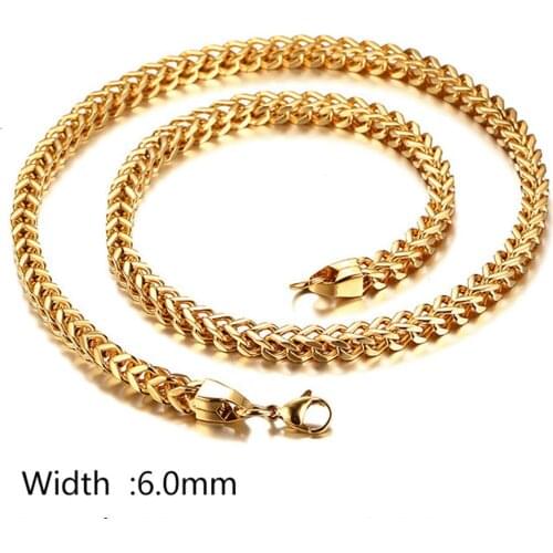 Granny Chic Luxury Gold Color Jewelry 8mm Wide Stainless Steel Figaro Male Long Curb Chain Men Necklace Party 24/30 inch