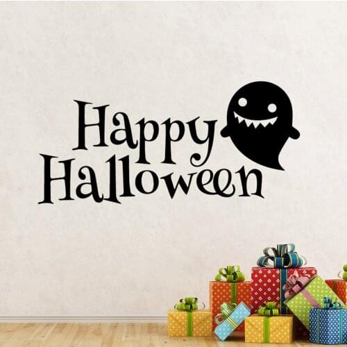 Happy Halloween Wall Decal Cute Gust Wall Sticker Front Door Vinyl Decals Removable Halloween Wall Mural Holiday Decor AY1757