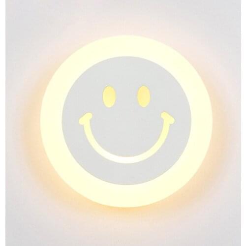 Creative LED Smile Face Wall Lamp children room cartoon bedside wall light Ultra-thin Acrylic Porch Aisle Bed Room light