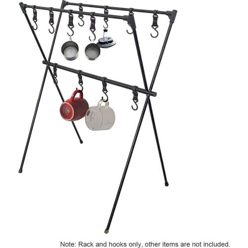 Lightweight Folding Camping Cookware Hanging Rack Shelf Portable Aluminum Alloy Outdoor BBQ Tool Storage Hanger Stand Rack