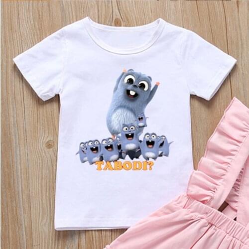 2021 hot sale kids tshirt cute grizzly bear and lemming cartoon print kids clothes summer Harajuku t-shirt for boys/girls tops