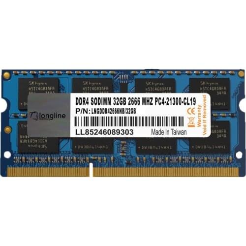 Longline 32GB DDR4 2666MHz Notebook Memory CL19 PC4-21300 SO-DIMM LNGDDR42666NB/32GB