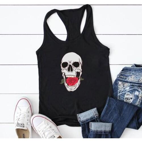 Skull rose Print Tank Top Women Sleeveless Summer Graphic Vest Fashion Tops for Teens Vogue Camiseta Tirantes Mujer y2k tops