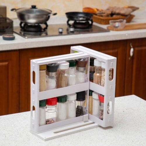 Multi-Function Kitchen Storage Rack Food Storage Box Foldable Seasoning Storage Box Spice Rack Rotating Seasoning Rack