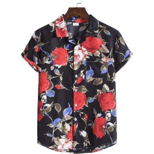 Fashion Mens Short Sleeve Hawaiian Shirt Fast drying Plus Size Asian Size M-5XL Summer Casual Floral Beach Shirts For Men