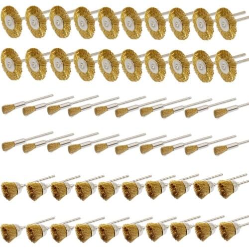 Brass Wire Wheel Brushes Set Kit Accessories for Dremel Rotary Tools shank 3mm