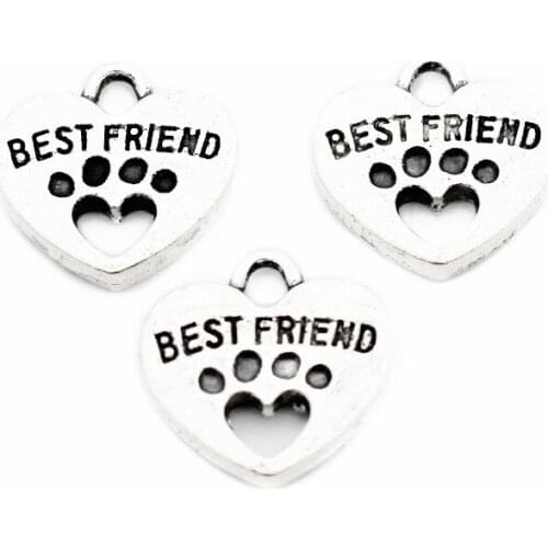 New Novelty 12pcs/lot Dogs paw Best Friend Alloy Dangle Charms Lobster Clasp Hanging Charm Fit Bracelet Choker Neckcace