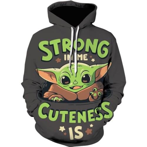 2021 Fall/Winter New Star Wars Yoda Baby 3d Print Mens Womens Hoodie Childrens Cartoon Fashion Sweatshirt Casual Pullover Coat