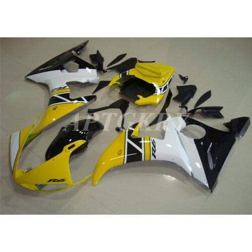 New ABS Plastic Shell Motorcycle Fairing Kits Fit For Yamaha YZF 600 R6 2003 2004 2005 R6 03 04 05 Custom White Yellow
