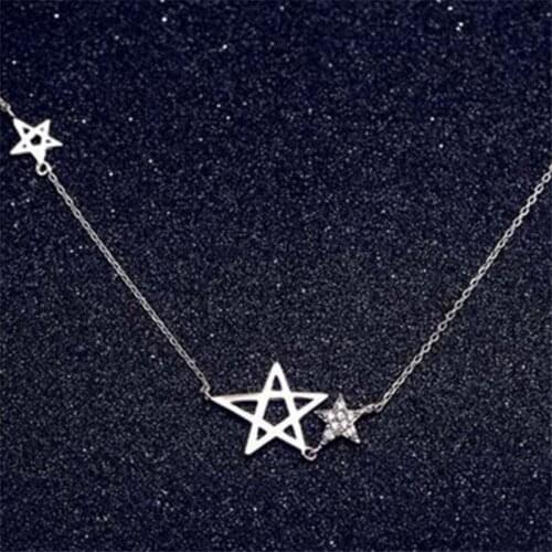 Season Gate 925 Sterling Silver Chain Double Stars Simple Fashion Necklace for women SN042