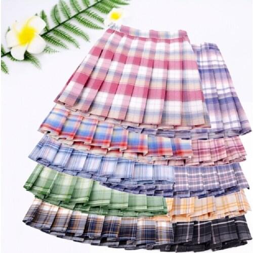 Girls Pleated Skirt High Waist Plaid Mini Skirt Four Seasons Fashion Teens Children School Dance Skirt Kids Culottes Costume