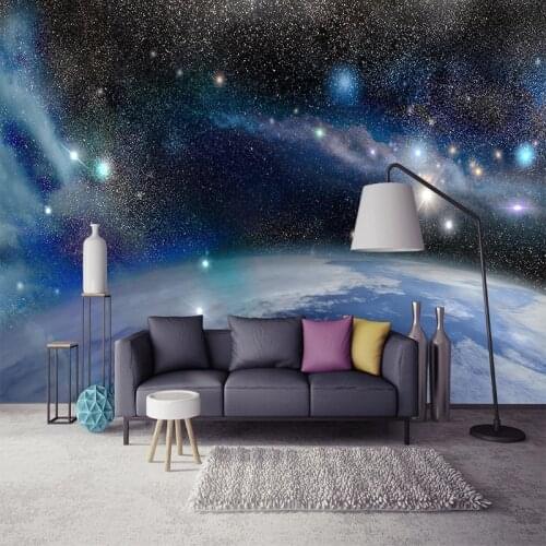 Custom Photo Beautiful Universe Blue Starry Sky Home Decor Mural Wallpaper Modern Cafe Restaurant Living Room Bedroom 3D Fresco