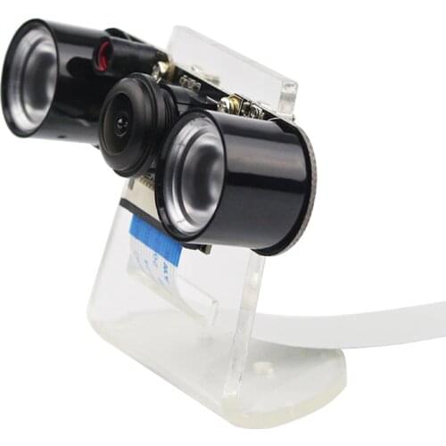 Raspberry Pi 4 Model B/3B+/Zero Camera Night Vision 130° Fisheye Camera 5MP Webcam + 2 Infrared IR LED Lights + Acrylic Holder