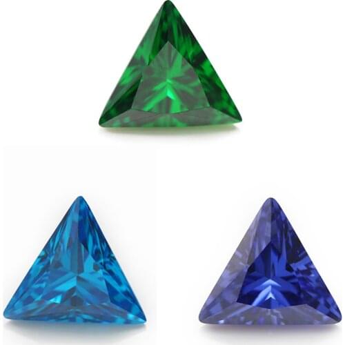 Size 3x3~9x9mm Triangle Shape 5A Green,Sea Blue CZ Stone Synthetic Gems Cubic Zirconia For Jewelry