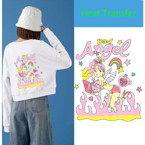 Pink Iron on Transfers Clothes Sticker Patch Princess Girl Patch Heat Transfer Vinyl Stripes for Clothes Decors Applique Badge