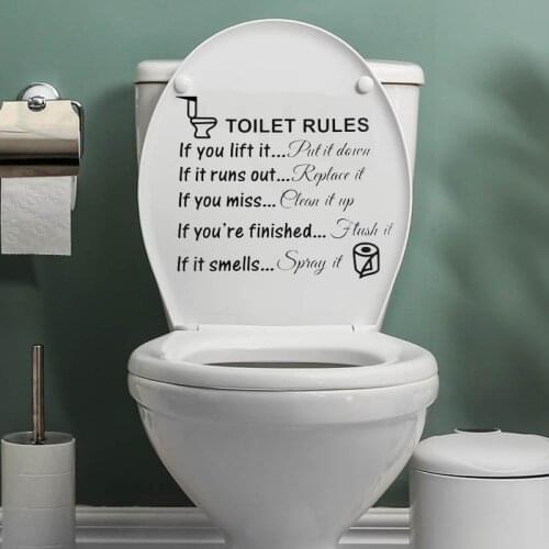 Removable closestool Decal for Bathroom Wall Sticker With Toilet Rules Vinyl Applique For Home Bathroom Door Decoration RU420