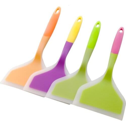 Random Color Silicone Spatula Beef Meat Egg Kitchen Scraper Wide Pizza Shovel Non-stick Turners Food Lifters Cooking Utensils