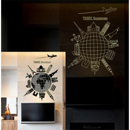 DIY Global Travel Background Glow In The Dark Luminous PVC Removable Wall Sticker Home Decor for Living Room Art Wall Decal