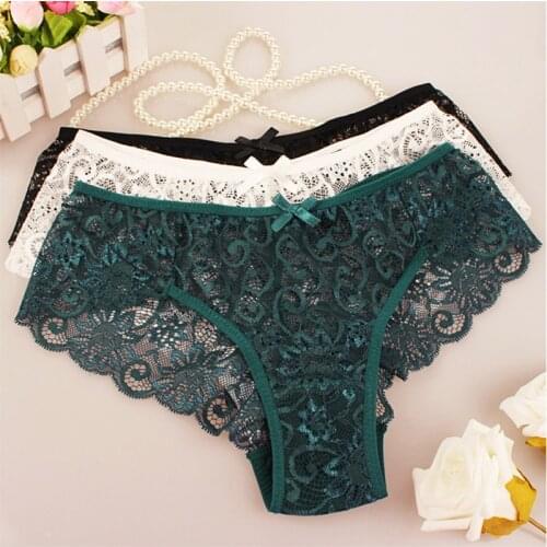Great Lace Panties Briefs Women Transparent Bowknot See Through Sexy Black Lacy Ladies Intimates Hot Selling 2018 Products