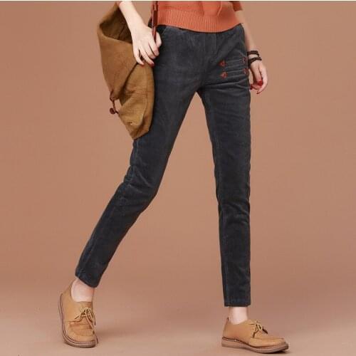 Corduroy New High Waist Women Plus velvet thickening Harem pants woman Warm Elastic waist Pants female casual Trousers