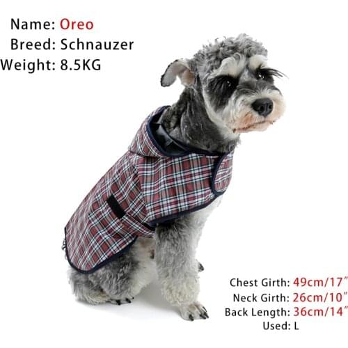 Plaid Waterproof Dog Outdoor Raincoat Jacket Dog Raincoat Pet Jacket Reflective Dog Poncho Teddy Raincoats Hund kariert Regenma