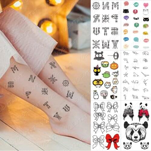 Waterproof Temporary Tattoo Sticker Panda Bowknot Cartoon Flash Tatto Stick Figure Kids Tatoo Body Art Fake Tatto Women Men