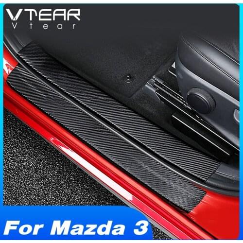 Vtear For Mazda 3 Bp 2020 2021 Accessories Car Door Sill Protector Pedal Pad Stickers Carbon Fiber Interior Decoration Styling
