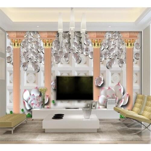 Wellyu Custom wallpaper Jade lotus pillar crystal ball 3D television background wall painting papel de parede wall paper