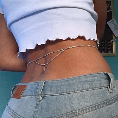 Y2K Accessories Shiny Crystal Waist Chain for Women Metal Vintage Punk Fashion Body Accessories 90s Aesthetic 2021 New Gifts