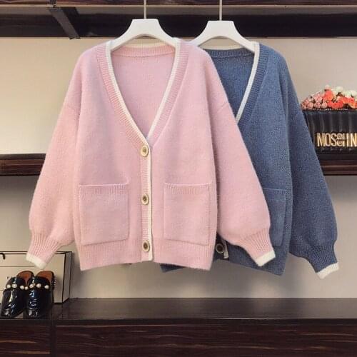 Large size womens 2021 spring dress new fat sister sweater coat womens cardigan loose thin cover meat knitting top