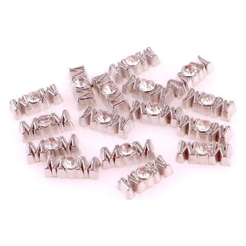 20,50)PCS/lot Rhinestone Mom DIY Alloy Floating Locket Charms Fit For Magnetic Memory Lockets Fashion Jewelry Making