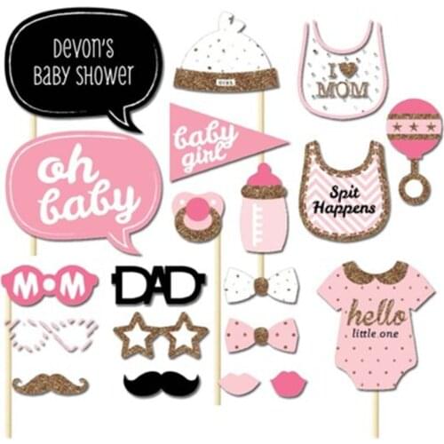 20Pcs/Set Boys And Girls One Year Old Baby Shower Decoration Photo Booth Props Birthday Party Photography Masks ASD060
