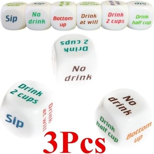 3Pcs New Funny Drinking Sip Dice Roll Decider Die Game Party Bar Club Pub Gift Toy