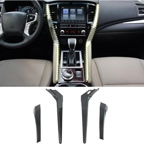 4PCS ABS Carbon Fiber Interior Side Gear Decoration Cover Trim for Mitsubishi Pajero Sport Montero Shogun Sport 2016-2020