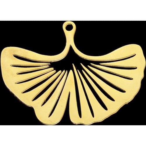 5pcs/lot 100% Stainless Steel Ginkgo Leaf DIY Earring Pendant Charm Wholesale Jewelry Necklace Making Charms Custom Charms