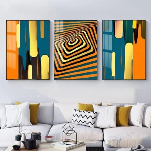 Canvas Painting Abstract Minimalistic Geometry Orange Posters Prints Wall Art Pictures for Living Room Bedroom Aisle Home