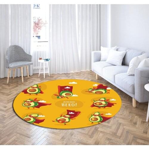Avocado Anti Slip Fruit Rug Kid Sitting Carpet 3D Print Kitchen Bathroom Door Round Mat Colorful Print Rugs Area Rugs Floor Mats
