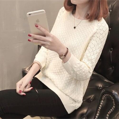 Hollow Out Summer Knitted Thin Pullover Tops Casual O-Neck Women Loose Elastic Pull Jumper Knit Ladies Crochet Sweaters Female