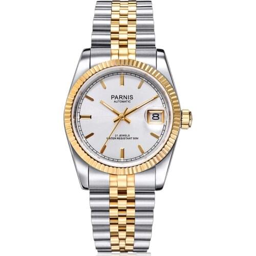 Parnis Royal Seriers Luminous Mens Steel Watchband Fashion Single Calendar Luminous Automatic Mechanical Watch Wristwatch