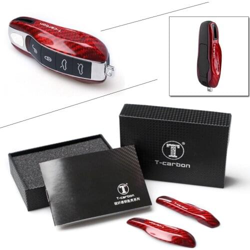 Real Carbon Fiber Car Remote Key Cover Case Red Housing For Porsche Most Models Universal