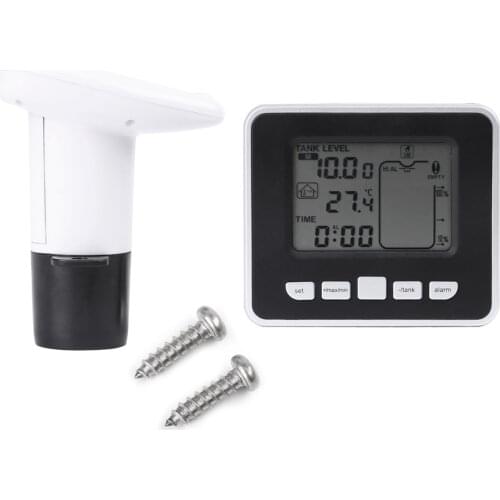 Black Wireless Ultrasonic Water Tank Level Monitor Water Tank Liquid Depth Level Sensor With Temperature Display