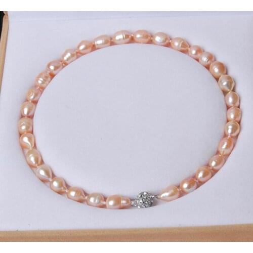 Long 18" 9-10mm Pink Akoya Cultured Pearl Necklace