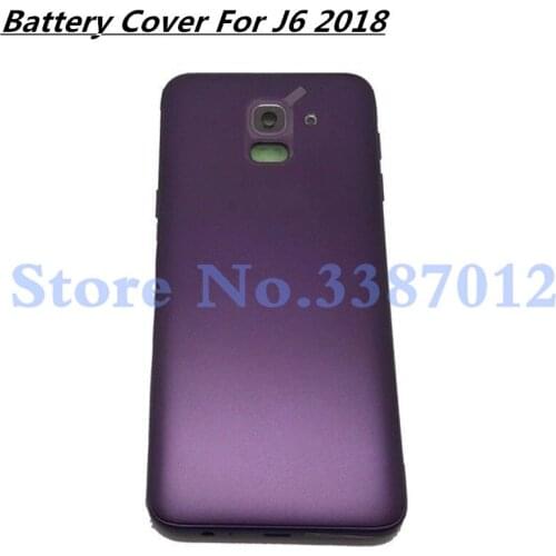 For Samsung Galaxy J6 2018 J600 J600F Housing Middle Frame Cover Battery Back Cover With camera lens + Side button + Logo