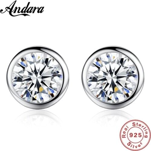 Classic 925 Sterling Silver Stud Earrings Round AAA Zircon Women & Mens Earrings Jewelry Wholesale