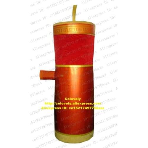 Cool Red Firecracker Firework Banger Cracker Squib Petard Teambravo Mascot Costume With Fat Cylinder Body Yellow Dress No.7321